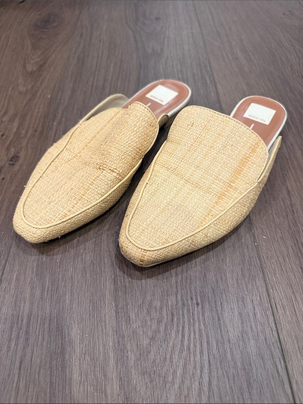 Dolce Vita Beige/Natural Woven Slip-On Mules